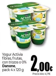 Danone - Yogur Activia Fibras, Frutas, Con Trozos O 0%