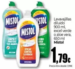 Mistol - Lavavajillas Diluido Excel Verde O Aloe Vera