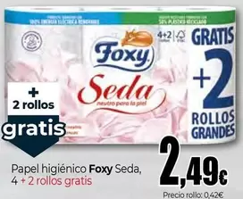 Foxy - Papel Higiénico Seda, 4+2 Rollos Gratis