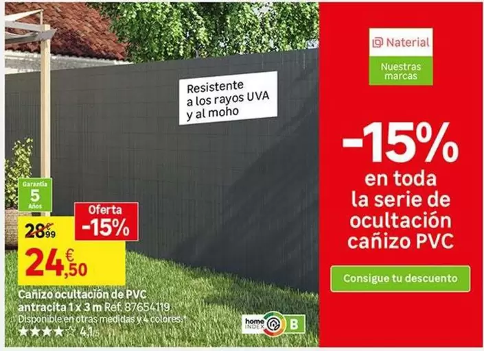 Canizo Ocultacion De Pvc Antracita 1 X 3 M
