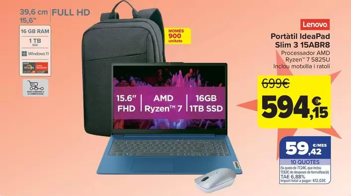 Lenovo - Portátil IdeaPad Slim 3 15ABR8