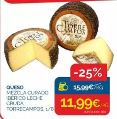Queso Mezcla Curado Iberico Leche Cruda Torrecampos