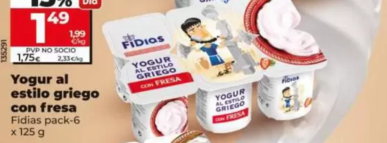 Fidias - Yogur Al Estilo Griego Con Fresa Pack-6 X 125 G
