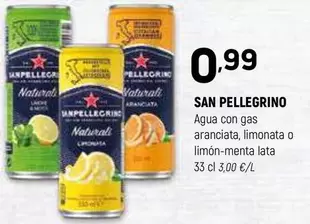 San Pellegrino - Agua Con Gas Aranciata/ Limonata O Limon Menta Lata 33 Cl