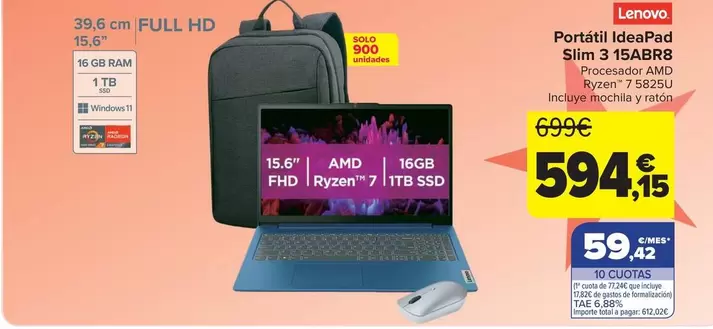 Lenovo - Portátil Ideapad Slim 3 15ABR8