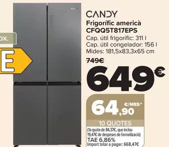 Candy - Frigorífico Americano CFQQ5T817EPS