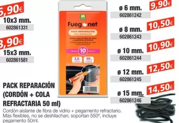 Fuegonet - Pack Reparacion (Cordon + Cola Refractaria)