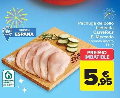 Carrefour  El Mercado - Pechuga De Pollo Fileteada  