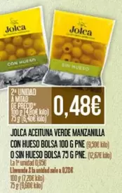 Jolca - Aceituna Verde Manzanilla Con Hueso Bolsa