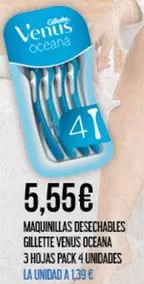 Gillette - Maquinillas Desechables  Venus Oceana 3 Hojas Pack 4 Unidades