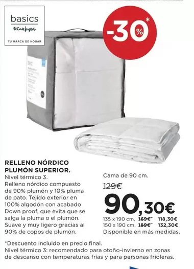 Corte Real - Relleno Nordico Plumón Superior