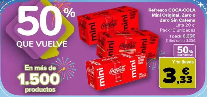 Coca-Cola - Refresco Mini Original, Zero O Zero Sin Cafeina