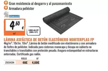 Soprema - Lamina Asfaltica De Betun Elastomero Morterplas Fp