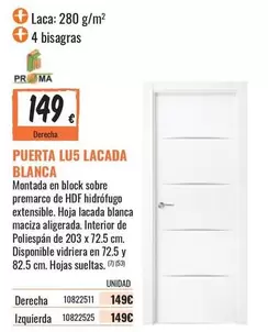 Block - Puerta Lu5 Lacada Blanca