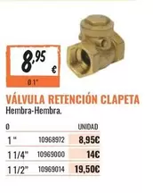 Vélvula Retencion Clapeta