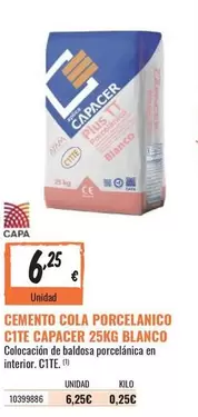 Cola Cao - Cemento Porcelanico Cité Capacer 25kg Blanco