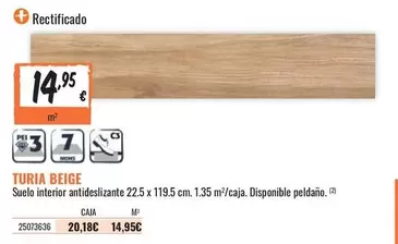 Turia - Suelo Interior Antideslizante 22.5 X 11.95 Cm 1.35 M/caja
