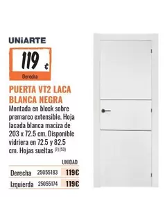 uniarte - Puerta Vt2 Laca Blanca Negra
