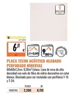 Ecophon - Placa Techo Acústico Acabado Perforado Minerval