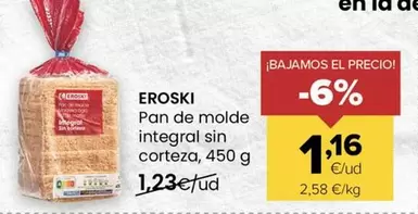 Eroski - Pan De Molde Integral Sin Corteza