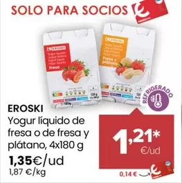 Eroski - Yogur Líquido De Fresa O De Fresa Y Plátano