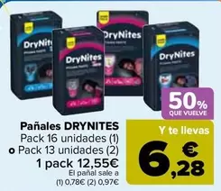 Drynites - Panales Pack 16 Unidades (1)  O Pack 13 Unidades (2)