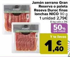 Nico - Jamon Serrano Gran Reserva O Paleta Reseva Duroc Finas Lonchas