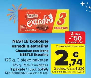 Nestlé - Txokolate Esnedun Estrafina Chocolate Con Leche Extrafino