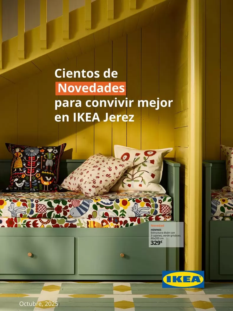 Hemnes - Estructura Diván Con 3 Cajones, Verde Grisáceo, 80x200 Cm