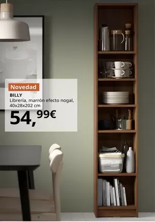 Billy - Librería, Marrón Efecto Nogal, 40x28x202 Cm