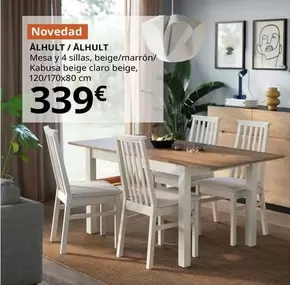 Ålhult / Ålhult - Mesa Y 4 Sillas, Beige/marrón/kabusa Beige Claro Beige, 120/170x80 Cm