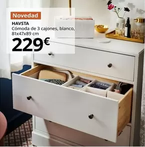 Havsta - Cómoda De 3 Cajones, Blanco, 81x47x89 Cm