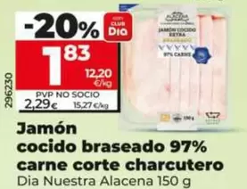 Dia Nuestra Alacena - Jamón Cocido Braseado 97% Carne Corte Charcutero 