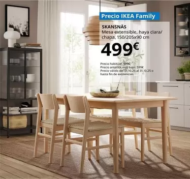 Skansnäs - Mesa Extensible, Haya Clara/chapa, 150/205x90 Cm