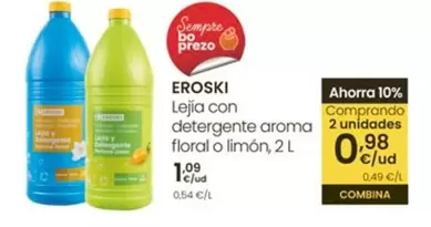 Eroski - Lejia Con Detergente Aroma Floral O Limon
