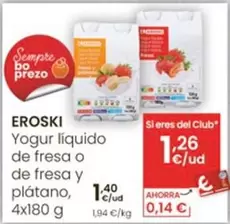 Eroski - Yogur Liquido De Fresa O De Fresa Y Platano