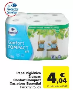 carrefour - Papel Higiénico 2 Capas Confort Compact Essential