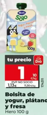 Hero - Bolsita De Yogur, Platano Y Fresa