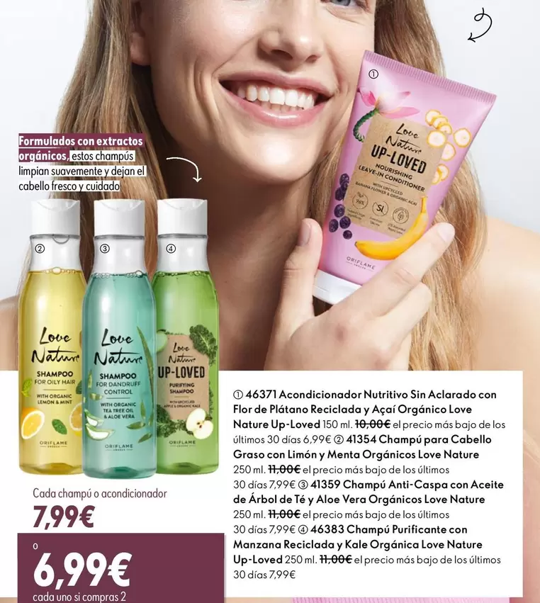 Oriflame - 46371 Acondicionador Nutritivo Sin Aclarado Con Flor De Platano Reciclada Y Acai Organico Love Nature Up Loved