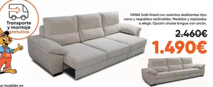 Vania Sofa Lineal Con Asientos Deslizantes Tipo Carro Y Respaldos Reclinables