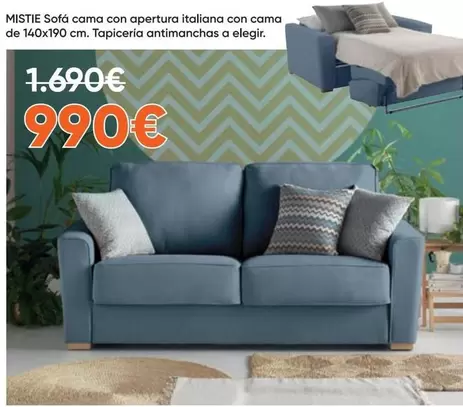 Mistie Sofa Cama Con Apertura Italiana Con Cama De 140x190 Cm