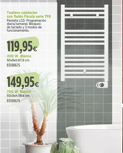 Toallero Calefactor Con Fluido Fácula Serie Tpe