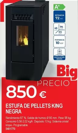 Estufa De Pellets King Negra