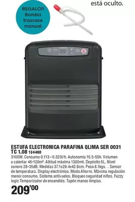 Qlima - Estufa Electrónica Paraffina  Ser 0031 TC 1.08