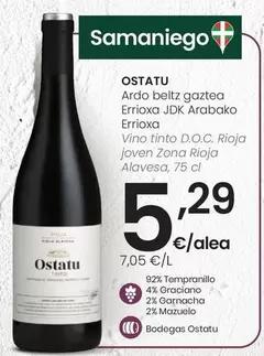 Ostatu - Vino Tinto D.O.C. Rioja Joven Rioja Alavesa