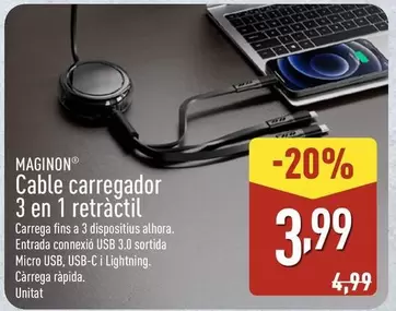 Maginon - Cable Carregador 3 En 1 Retractil