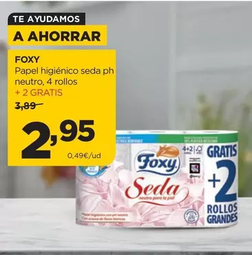 Foxy - Papel Higiénico Seda Ph Neutro, 4 Rollos