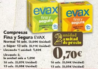 Evax - Compresas Fina Y Segura