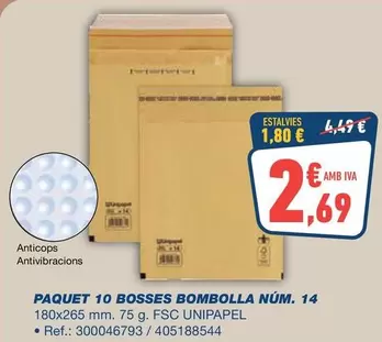 Unipapel - Paquet 10 Bosses Bombolla Num. 14