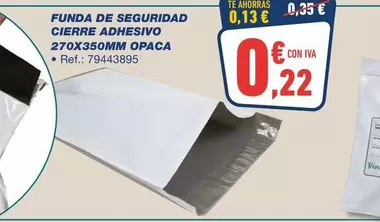 Funda De Seguridad Cierre Adhesivio 270x350mm Opaca